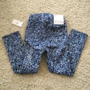 New GAP jeans pants denim blue pull on floral littlest Leggings elastic - 4 4T